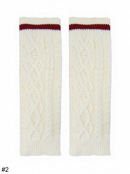 Knit Leg Warmers with Red Stripes - ModaSwings