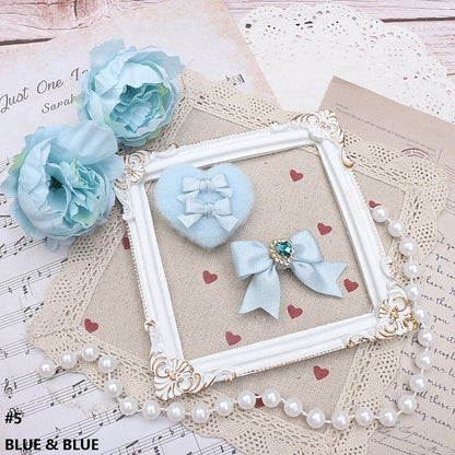 Jirai Plush Heart 10 Options Kei Color Bowknot Hairclips
