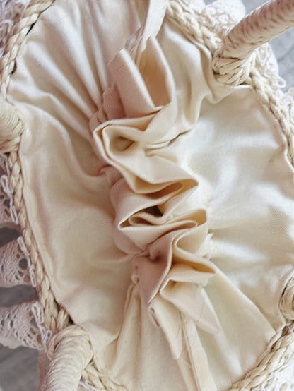 Sweet Straw Lolita Strawberry Lace Details Bag Tote