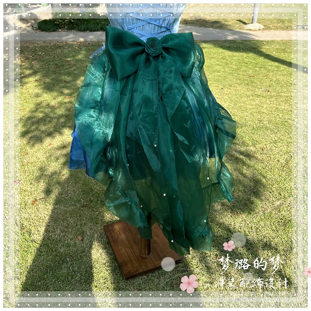Lolita Bow Train Skirt Tail – Rose Gradient Detachable Back Veil