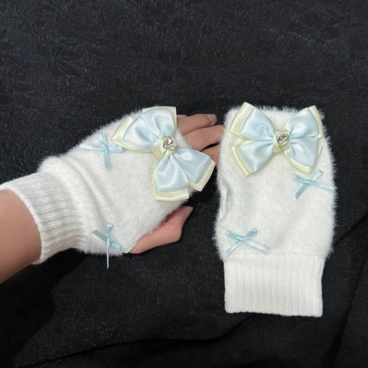 Accent Pink/Blue with Sweet Lolita Bow Rhinestone and White Gloves