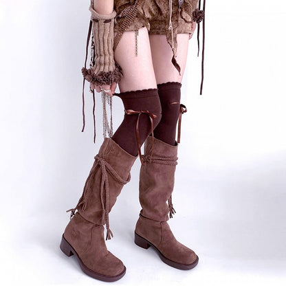 ブラック / ホワイト / グレー / ブラウン スイート セルフタイ 蝶結び JK ストッキング