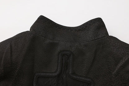 Black with Sleeves Collar Lolita Bell Top Ouji Stand Split-Tail