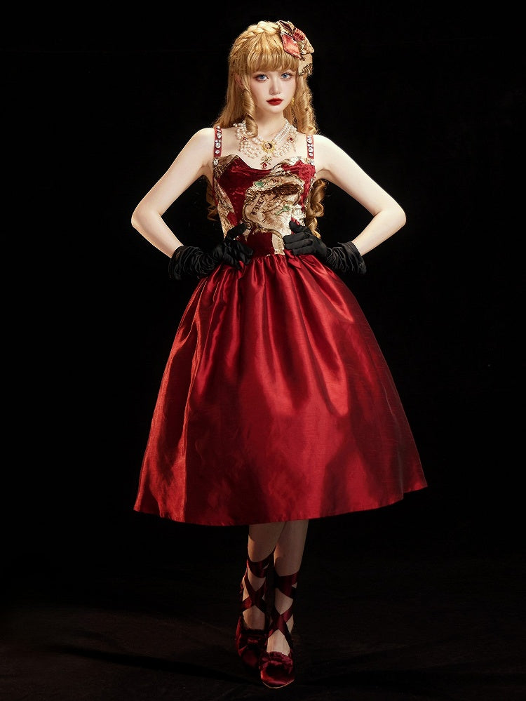 Bows Classic Elegant Wine Shoulder Cowl Dresswith Rhinestone Neckline Lolita Strapsand Red Embellished