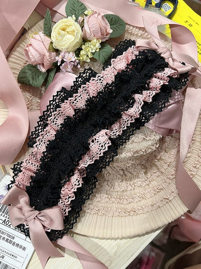 Color Blocked Hairband Color Options 9 Lace Lolita Multi-layer –