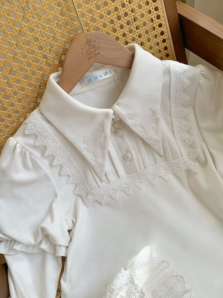 Collar White Gothic Top Sleeves Juliette Autumn/Winter for Lolita Pointed