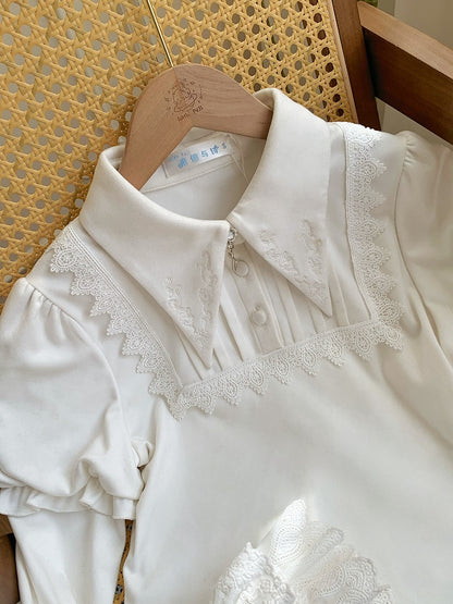 Collar White Gothic Top Sleeves Juliette Autumn/Winter for Lolita Pointed