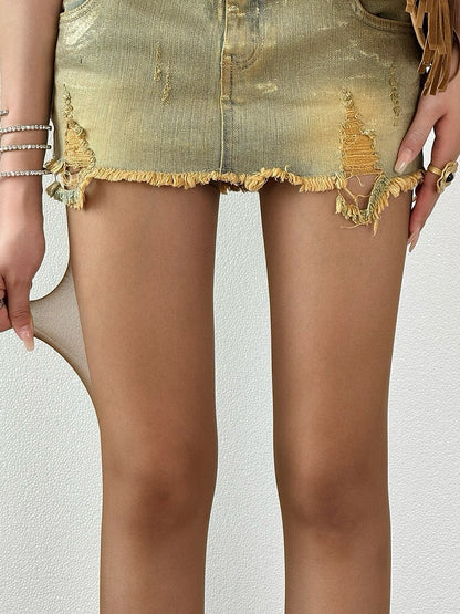 Punk Strumpfhose Halbtransparent Nude Wasteland