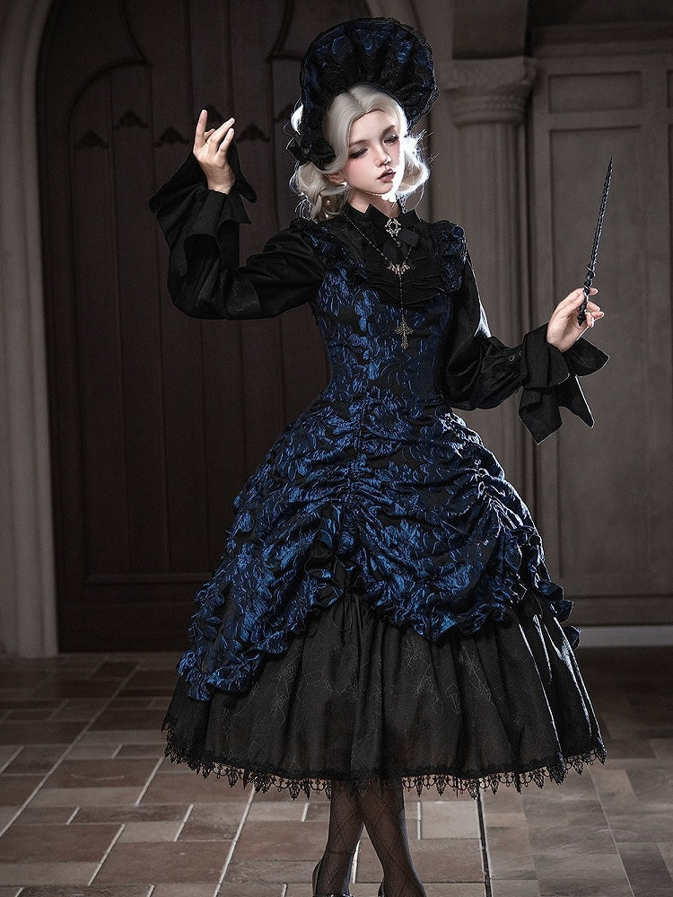 Dark Blue Ruffled JSK Gothic Lily - Miss Point