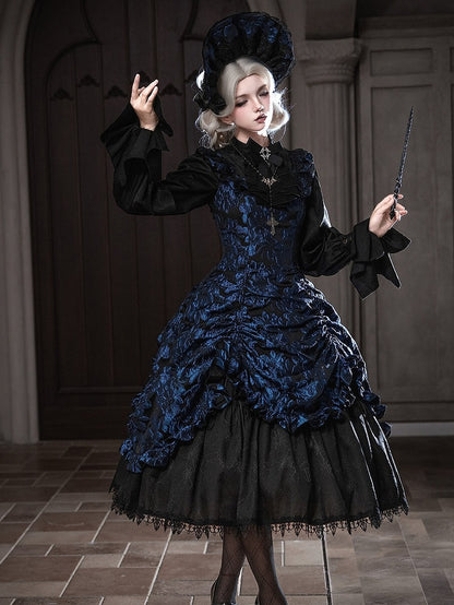 Dark Blue Ruffled JSK Gothic Lily - Miss Point