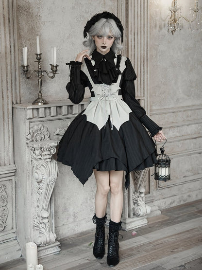 Bat Gray Apron Lolita - Gothic Inspired