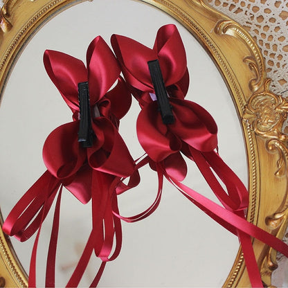 Bowknot Details Roses Design Hair Clips