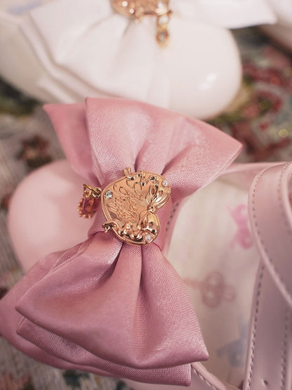 Light Charm Top Beaded at Pink Heart Bow Decorated Crisscross