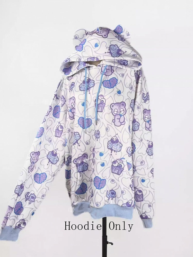 Colors Style Ear Sweet Jacket Hoodie Available Bear with Landmine 3 Guro Print in /