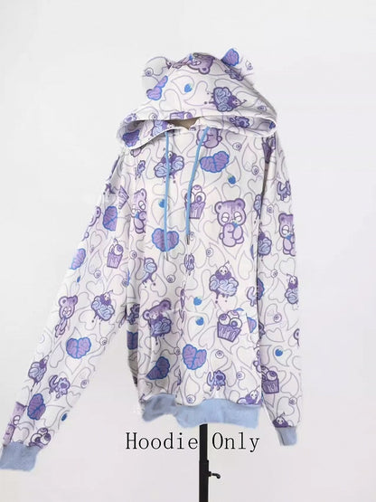 Colors Style Ear Sweet Jacket Hoodie Available Bear with Landmine 3 Guro Print in /