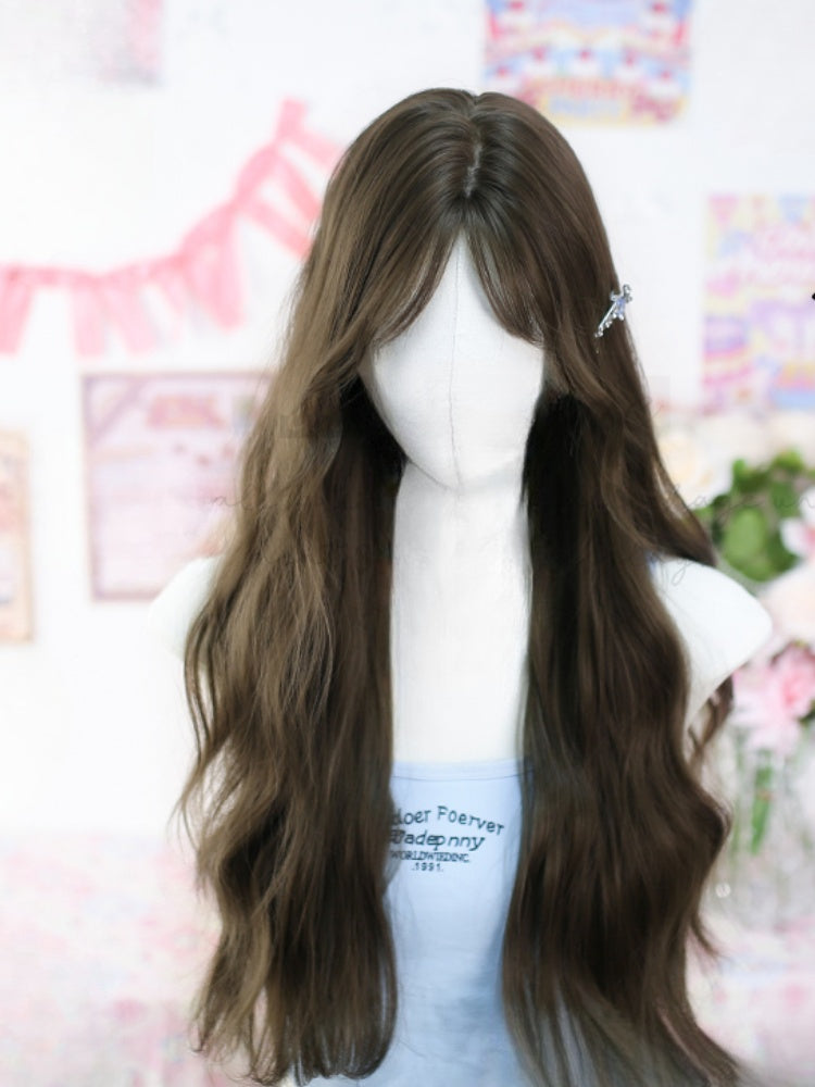 Brown Under Bust Length WavyWig with Curtain Bangs