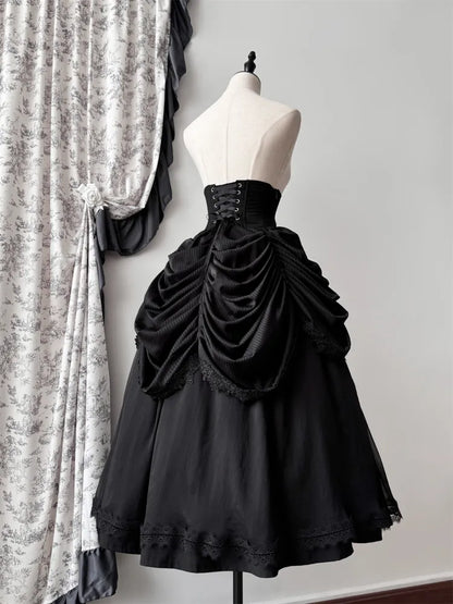 Korsett Aristokrat Gürtel Viktorianischen Lolita Taille Rock Hohe Gothic Knochen Schwarz