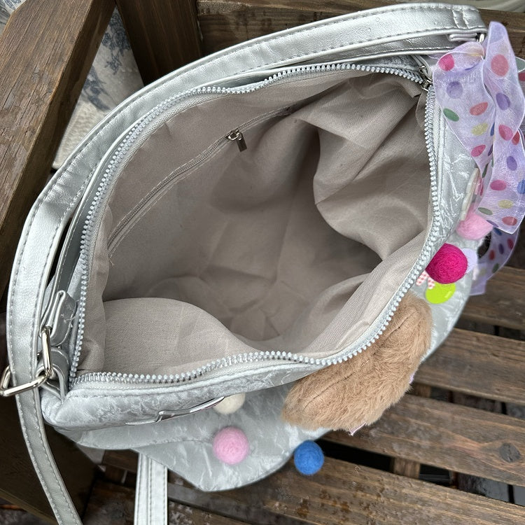 Silver Bag Y2K Commutes Sweet-Edgy Bear Teddy for - Backpack/Shoulder Spacious Plush