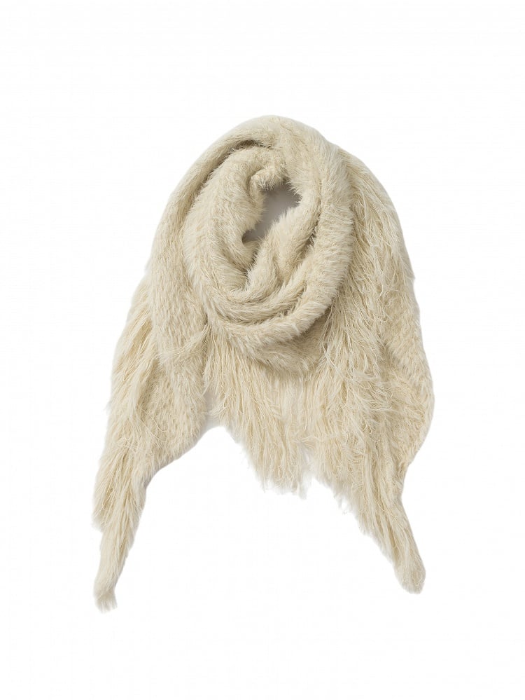 Fringe Vintage Punk Scarf White Long Faux Triangle Mink Y2K
