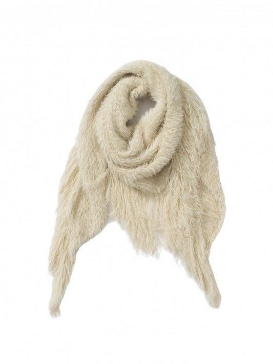 Fringe Vintage Punk Scarf White Long Faux Triangle Mink Y2K