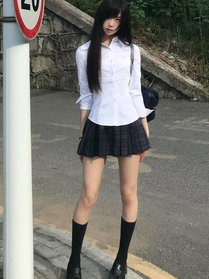 Uniform Preppy White Shirt Style JK