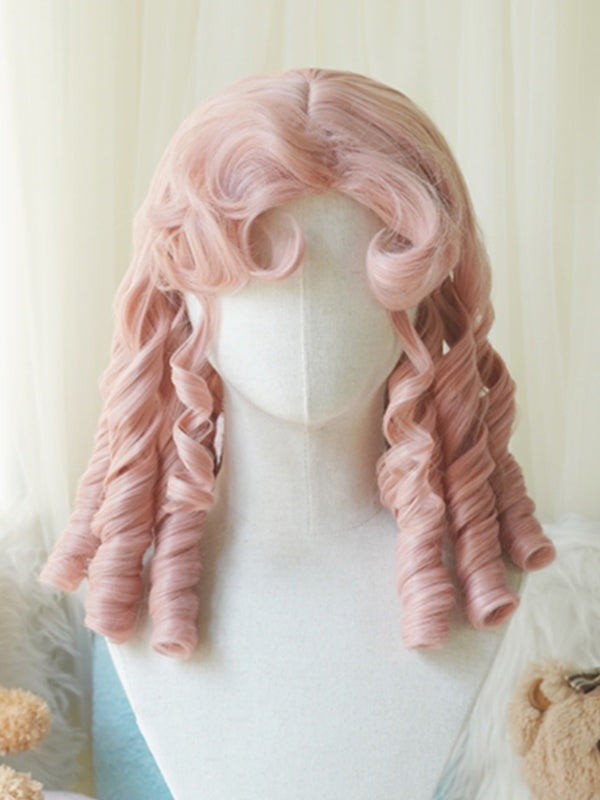 Schwarz/Hellblond/Rosa/Dunkelbraun/Blonde Perücke über der Brust mit römischem lockigem Pony