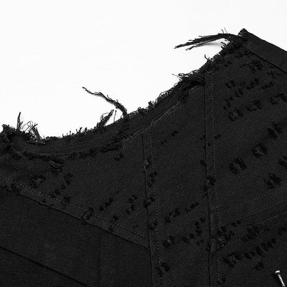 Men's Long Black Vest Punk Structure