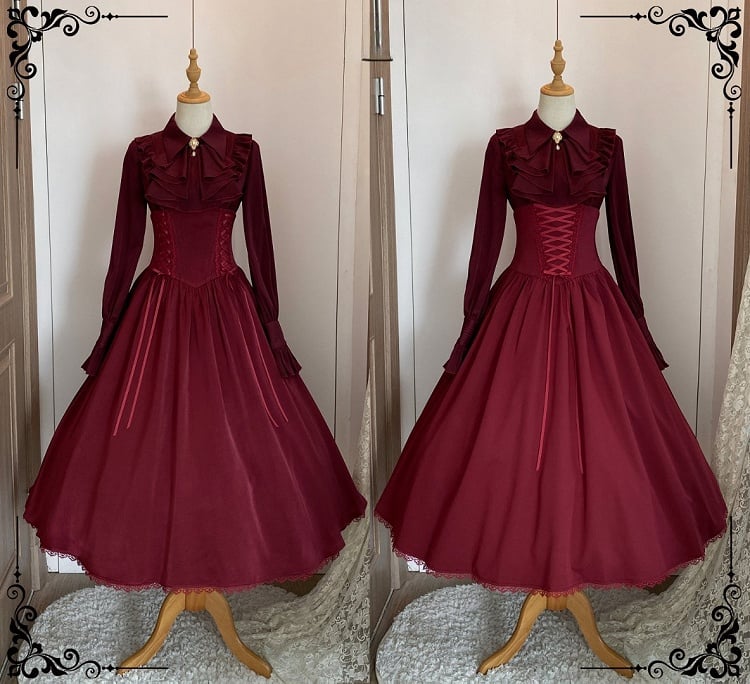 Super Skirt Red Lolita Reversible Boned Elegant Waist High