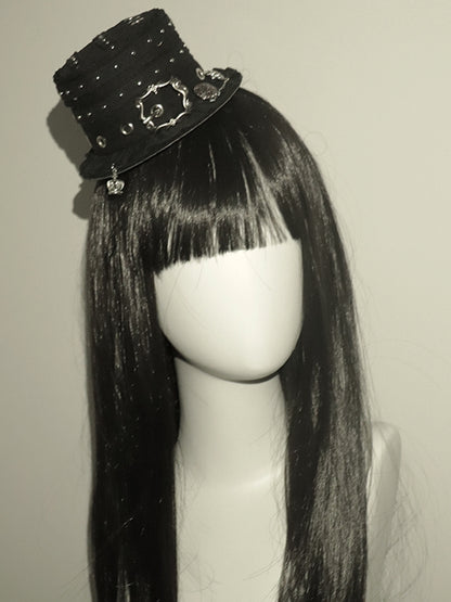 Black Buckle Hat Design Mini Punk