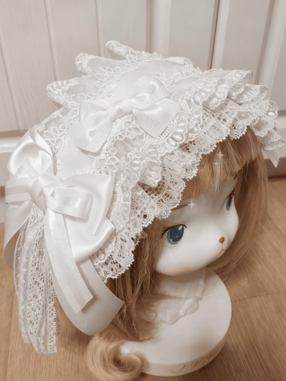 Bowknot Lolita White Gorgeous Lace Shiro Hairband