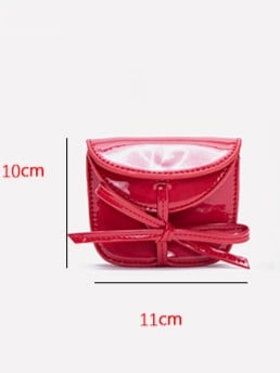 Chic Black Crossbody Card Holder With Glossy Finish And Bow Accent