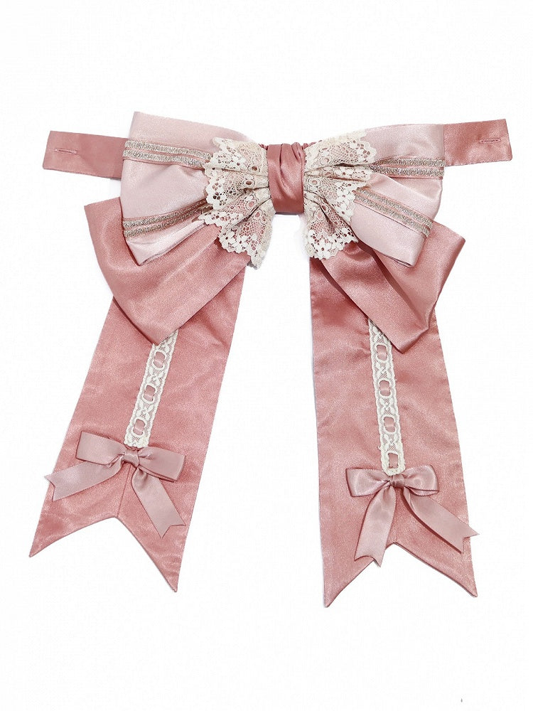 Blush & Deep Pink Lolita Ribbon Train Embellished with Delicate Lace - Alice Girl