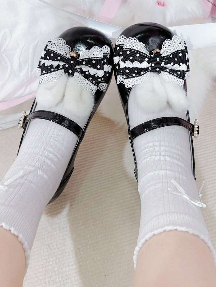 Sweet Bow at Black Top Mary Jane with Lolita Shoes