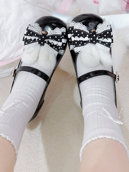 Sweet Bow at Black Top Mary Jane with Lolita Shoes