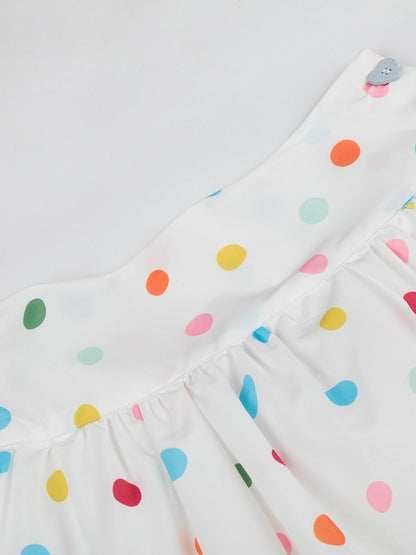 White Skirt with Colorful Polka Dot Pattern - Languid Park