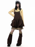 Kawaii Coffee Polka Dot Bubble Overall Skirt with Star Bow Charms - PINK SAVIOR
