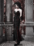 Tief romantisches Meerjungfrauenkleid mit herzförmigem V-Ausschnitt und Vampir-Gothic-Ausschnitt