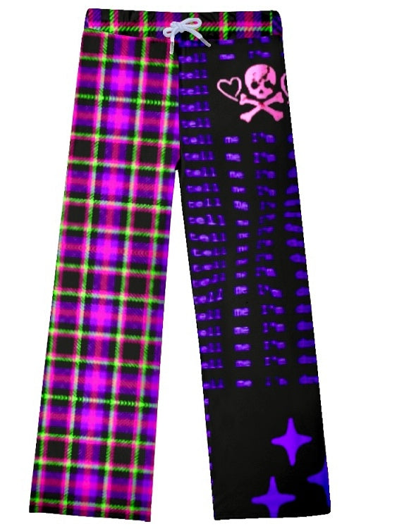 Star Colorful Pants Skeleton And Wide-leg Y2K Print Plaid Pattern Cut