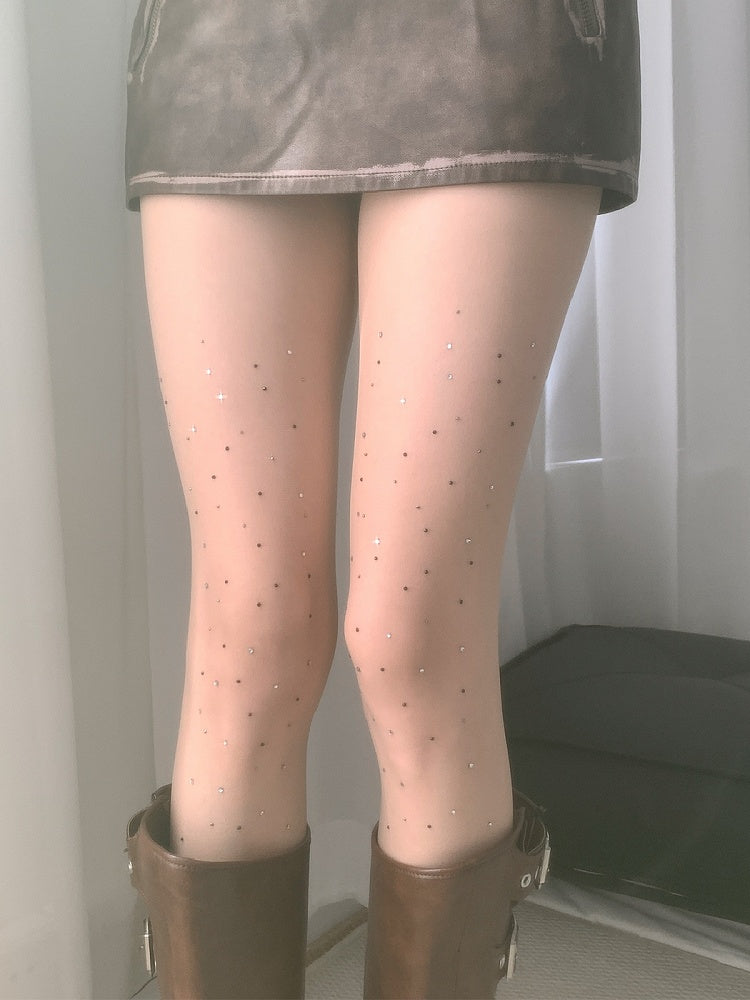 White Rhinestone Tights WhiteBlack/All Decorated
