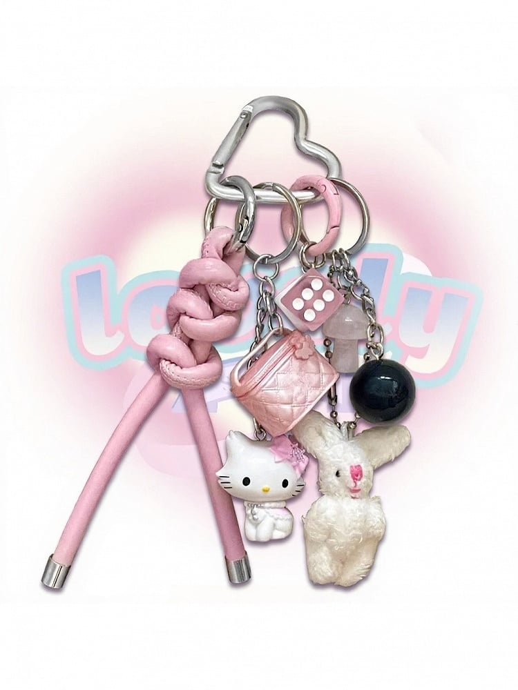 Kawaii Rabbit Cat Keychain Pendant - Kiwi Store
