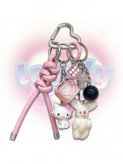 Kawaii Rabbit Cat Keychain Pendant - Kiwi Store
