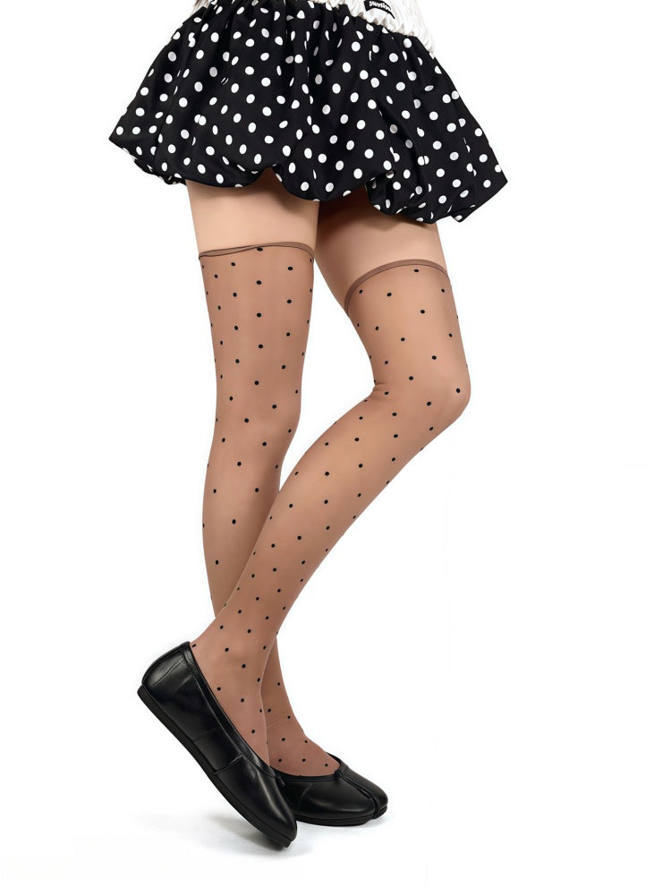 Semi-Sheer Colors 4 Patterned Stockings Polka-Dot