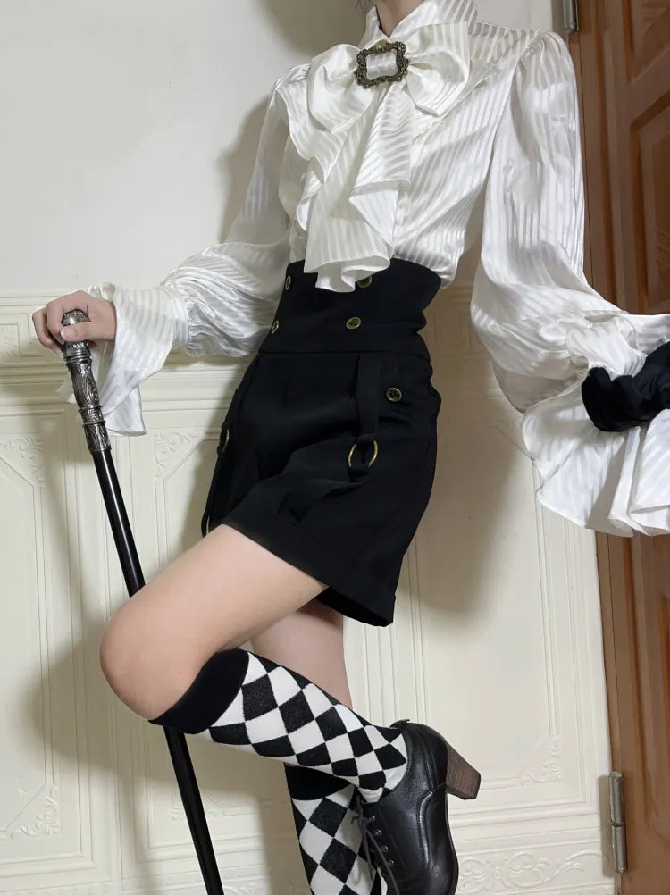 Ouji Back Lace-up Shorts Waist Fashion High Lolita Black