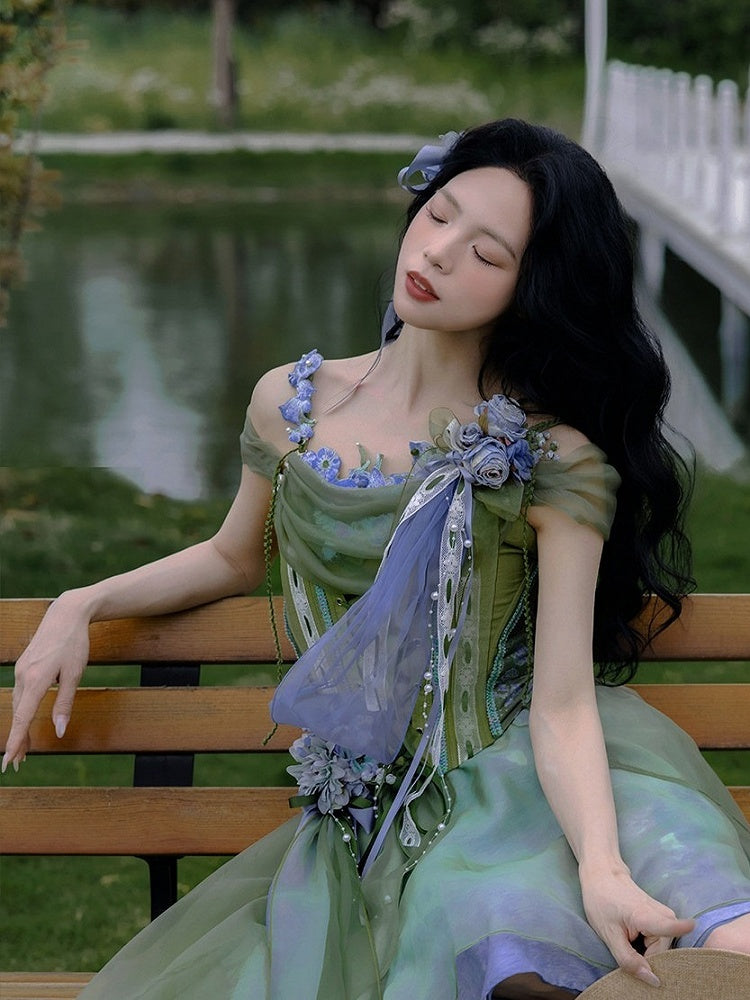 Dreamy Princess Green Forest Fishbone Top - Zao Jing Ji