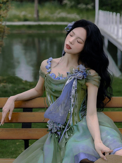 Dreamy Princess Green Forest Fishbone Top - Zao Jing Ji