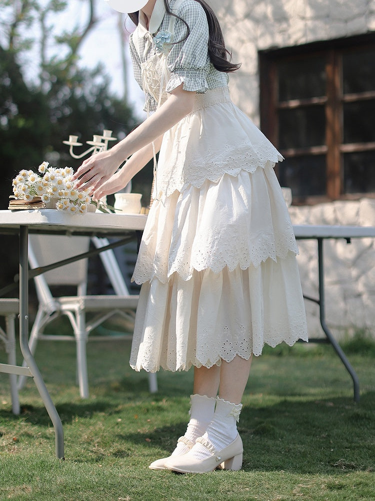 Puff Peter Plaid Blue Dusty Blouse Collar Pan with Sleeves