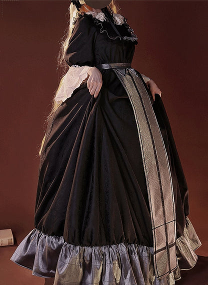 GOSICK Victorique De Blois Schwarzes Jacquardkleid im Lolita-Stil, Cosplay-Kostüm