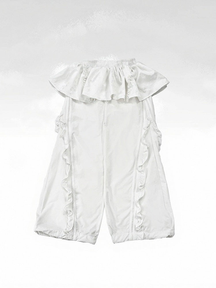 Casual Ruffle Pants with Skirt Hem - PICKYBONE