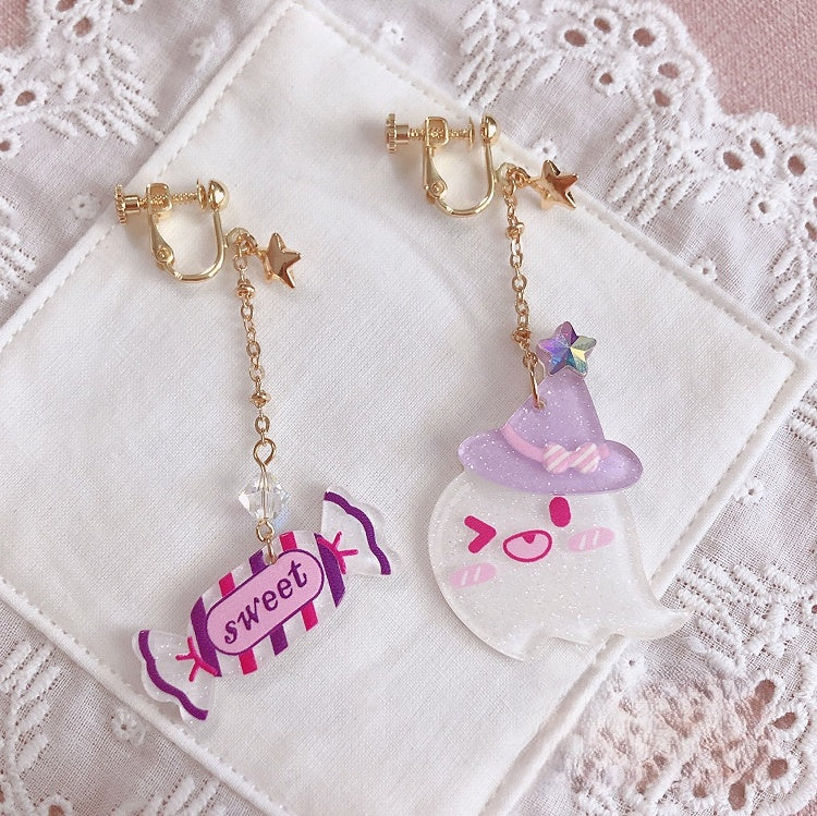 Ear Ghost Candy Star Charms Clips Purple with and