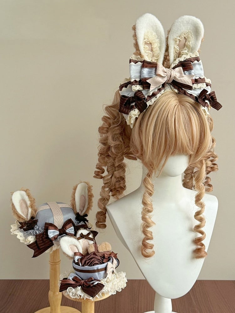 Bunny Ear Style KC Headpiece with Cute Blue & Brown Bow Accent - The Accessories' Story
